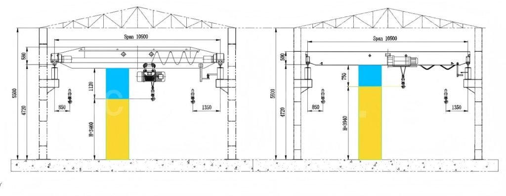 low-headroom-overhead-crane-VS-overhead-crane